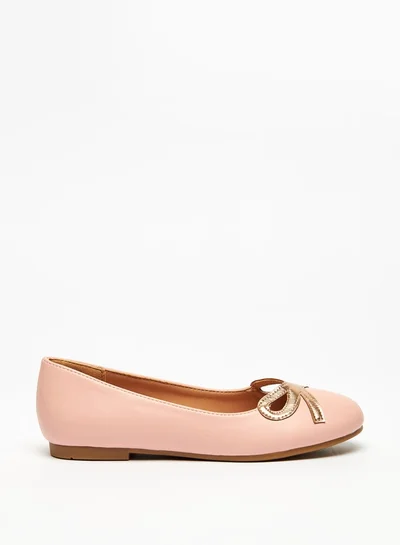 MISSY Girls Solid Ballerina Shoes With Metallic Bow Detail
