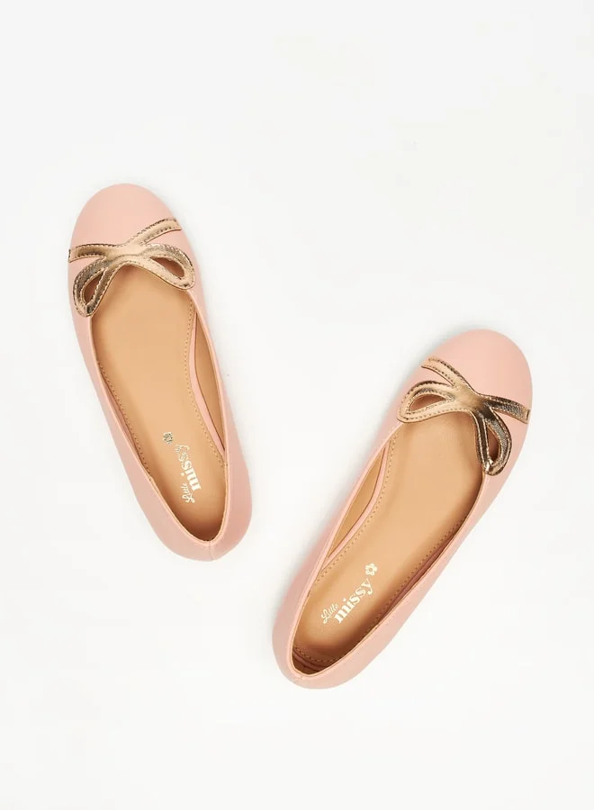 MISSY Girls Solid Ballerina Shoes With Metallic Bow Detail
