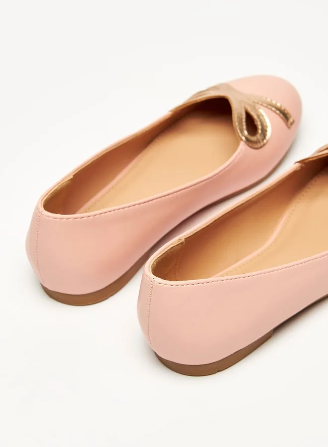 MISSY Girls Solid Ballerina Shoes With Metallic Bow Detail