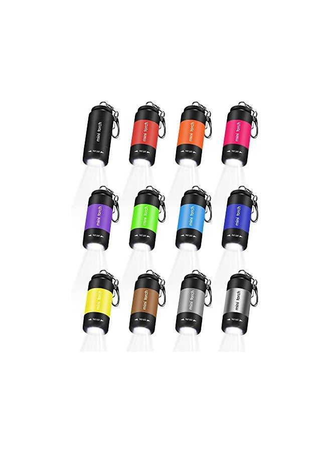 PROMASS promass 12 Pieces Mini Keychain Flashlight, USB Torch Rechargeable Colorful LED Flashlight High-Powered Keychain Lamp (White Light)  - Image 2