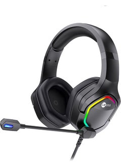 lecoo Lenovo HT403 3.5mm Jack On-Ear RGB LED Illuminated Wired Gaming Headset Black  - Image 2