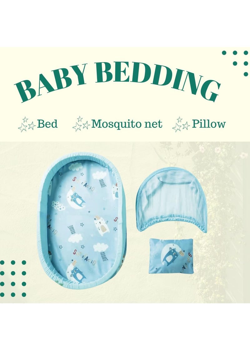 DOOKOO Baby bedding set with mosquito net for  Foldable mobile easy-to-carry Sponge floor cotton thickening insect-proof Newborn bed baby bedding - Image 3