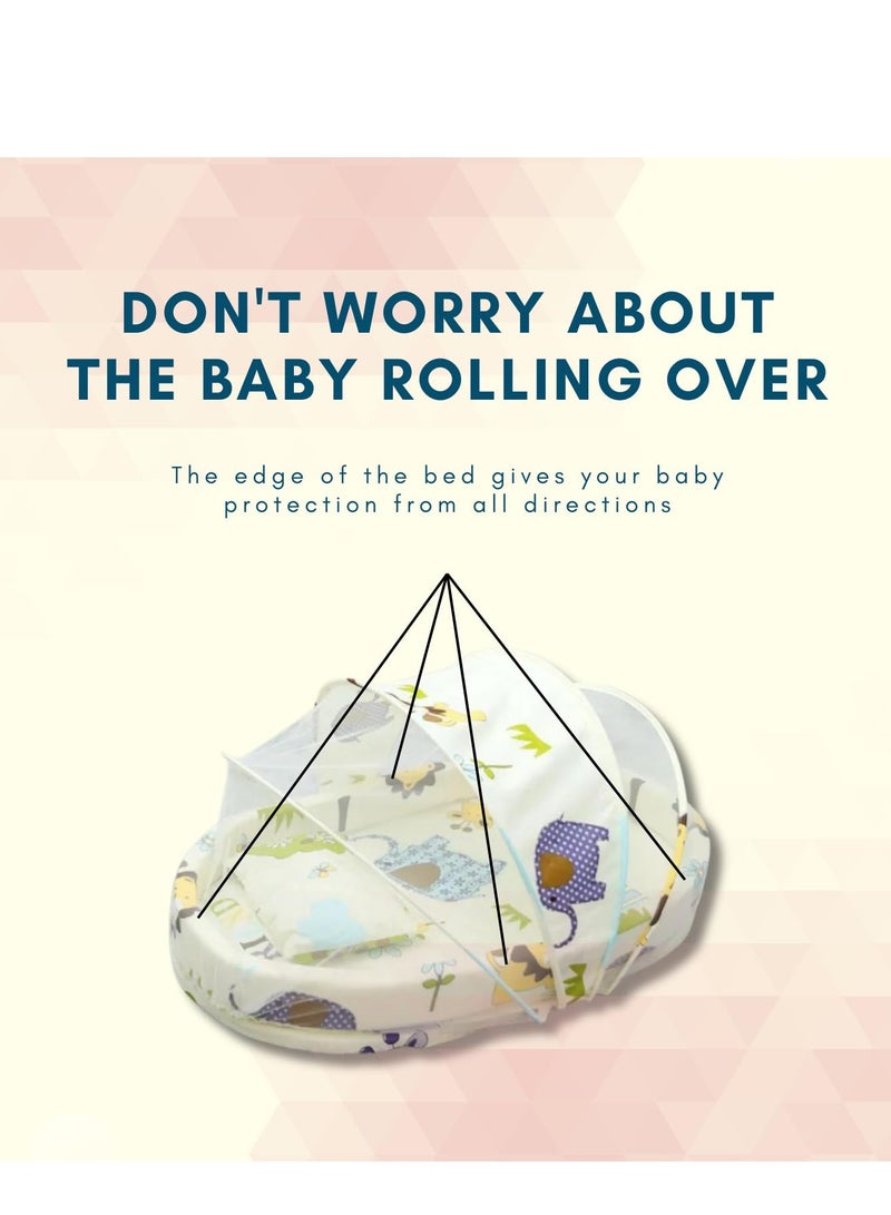 DOOKOO Baby bedding set with mosquito net for  Foldable mobile easy-to-carry Sponge floor cotton thickening insect-proof Newborn bed baby bedding - Image 4