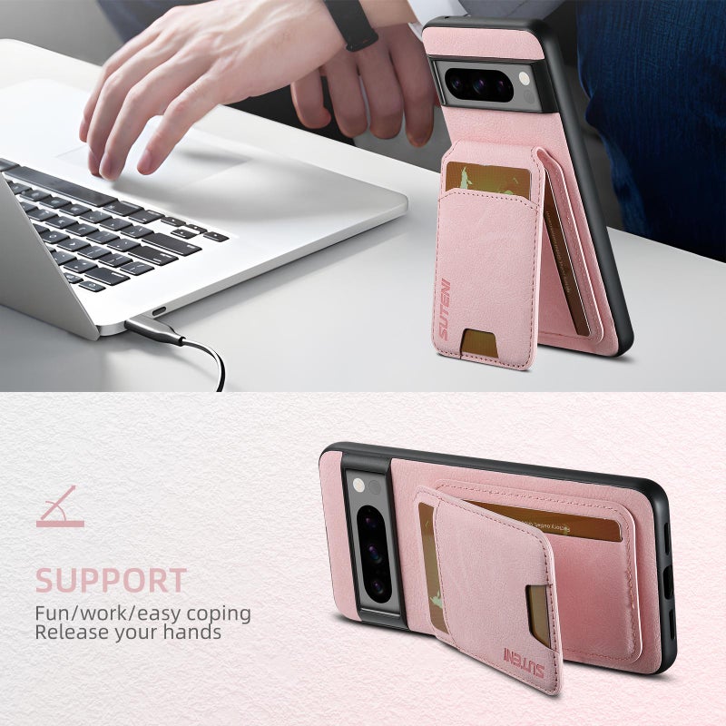 Suteni For Google Pixel 10 Pro Xl H02 Litchi Leather Card Wallet Stand Back Phone Case(Pink) - Image 4