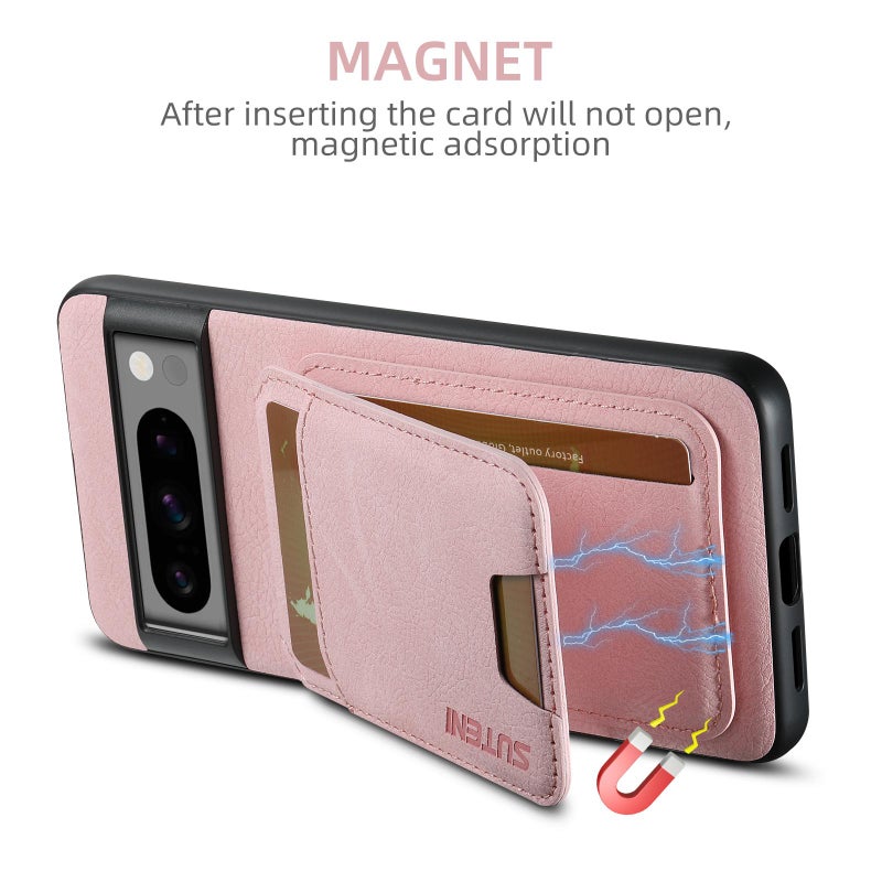 Suteni For Google Pixel 10 Pro Xl H02 Litchi Leather Card Wallet Stand Back Phone Case(Pink) - Image 5