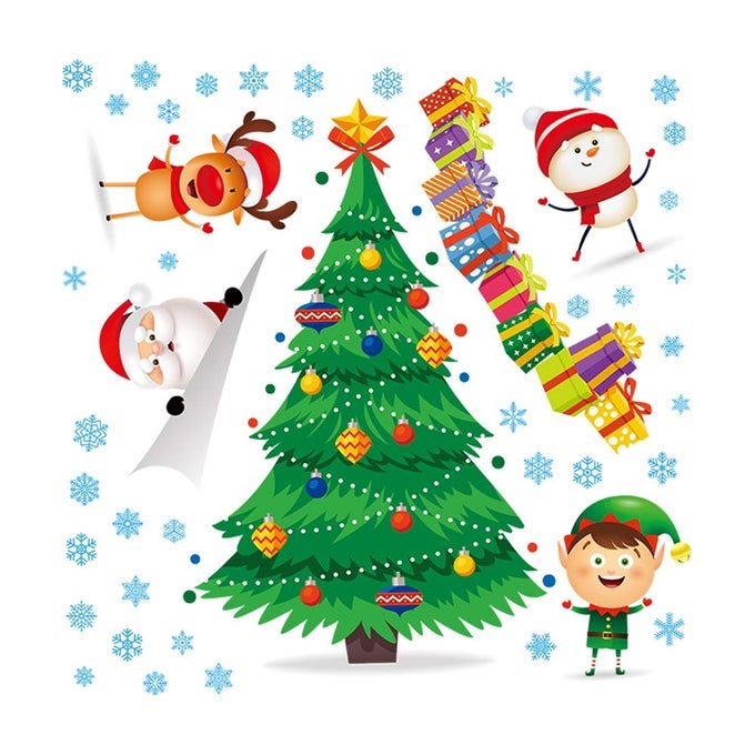 CHRISTMAS WALL DECALSREMOVALBLE SANTA CLAUS CHRISTMAS TREE WALL STICKERS FOR DIY HOME DCOR