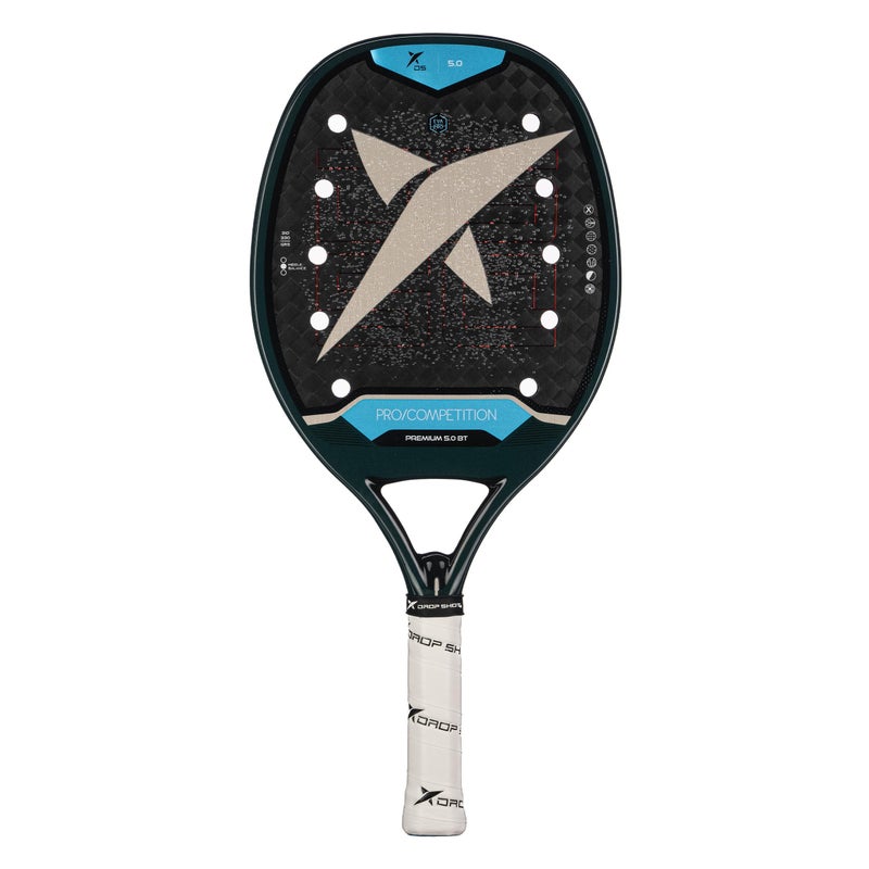 Drop Shot Premium 50 BT Beach Tennis Racket 12K Carbon Fiber EVA Pro Core Sand Treatment 3D Face for Maximum Spin AntiVibration System Professional Power Control - Image 2