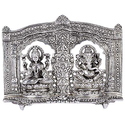 INTERNATIONAL GIFT® Silver Plated Laxmi Ganesh Murti with Velvet Box Packing (16 Cm, Silver) - Image 4