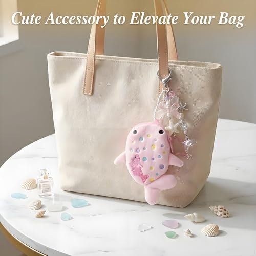 cioatu Coin Purse Keychain,Soft Zipper Coin Purse Change Purse,Handmade Purse Bag Charm Gift for Women (Pink) - Image 5