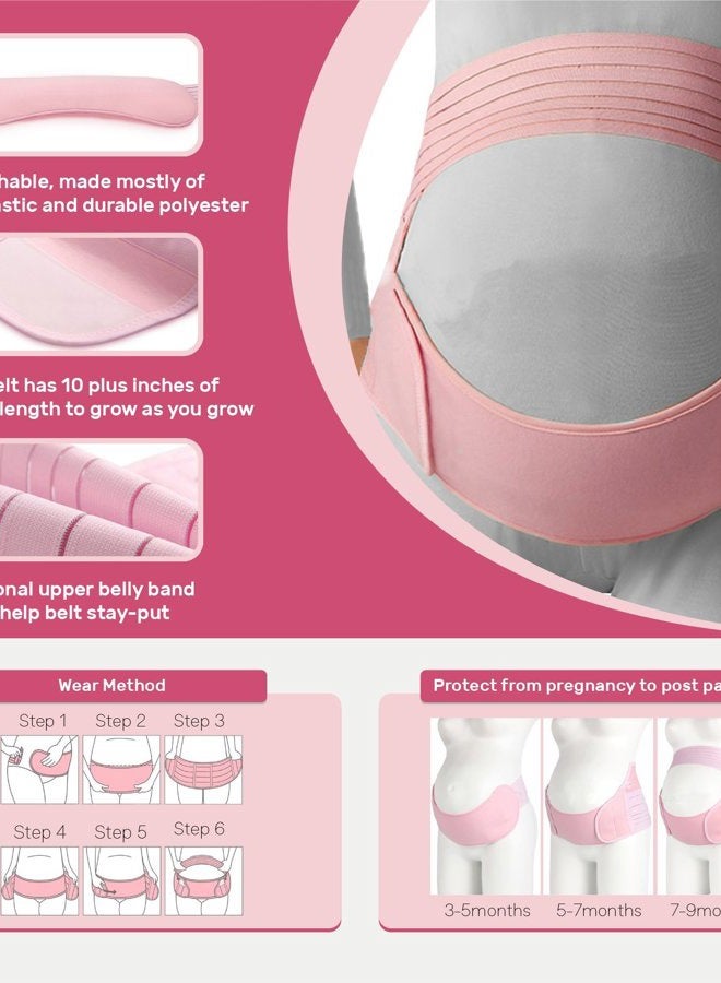 COMFY MOM Belly Bands For Pregnant Women, Pregnancy Belly Support Band, Belly Band For Back Support. Pregnancy Must Haves, Belly Support For Pregnancy. Baby Pink Color/Size S - Image 3