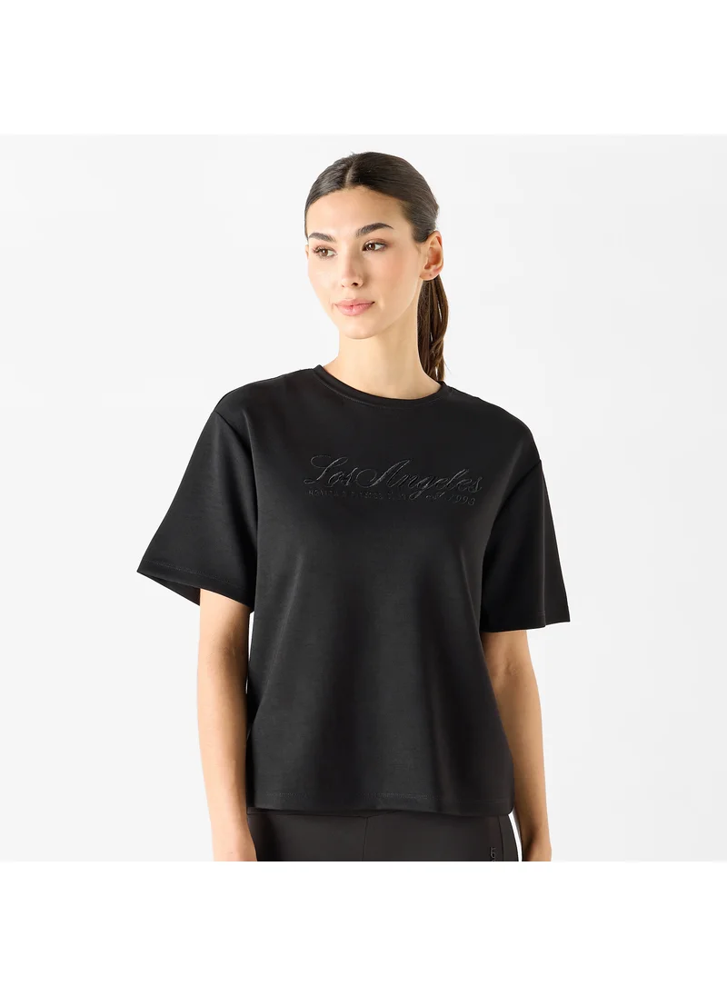 ADOT by Splash Embroidered T-shirt with Short Sleeves and Crew Neck