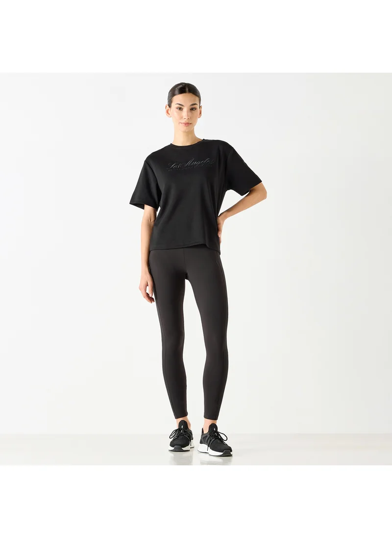 ADOT by Splash Embroidered T-shirt with Short Sleeves and Crew Neck