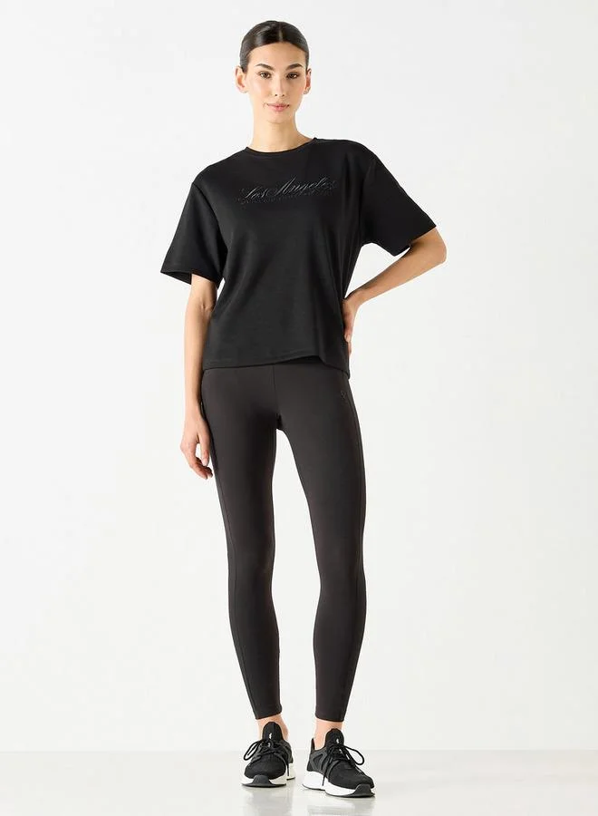 ADOT by Splash Embroidered T-shirt with Short Sleeves and Crew Neck