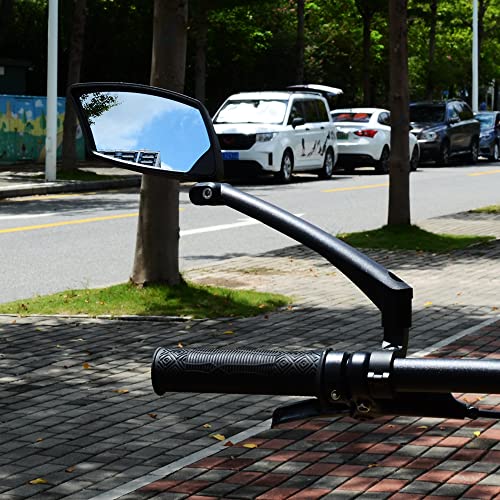 BriskMore Handlebar Bike Mirror, Anti-Glare Blue Convex Glass Lens for Flat Handlebars, Scratch Resistant, Ajustable And Rotatable Safe Rearview Bicycle Mirror Only for Left Side BT-016LB - Image 5