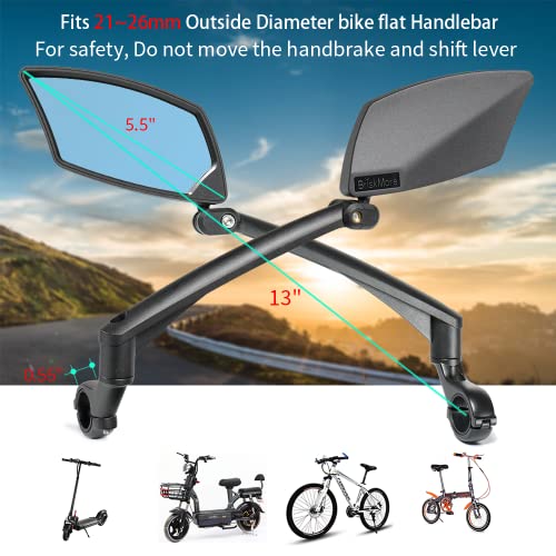 BriskMore Handlebar Bike Mirror, Anti-Glare Blue Convex Glass Lens for Flat Handlebars, Scratch Resistant, Ajustable And Rotatable Safe Rearview Bicycle Mirror Only for Left Side BT-016LB - Image 2