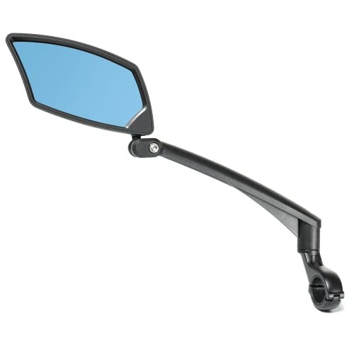 BriskMore Handlebar Bike Mirror, Anti-Glare Blue Convex Glass Lens for Flat Handlebars, Scratch Resistant, Ajustable And Rotatable Safe Rearview Bicycle Mirror Only for Left Side BT-016LB - Image 1