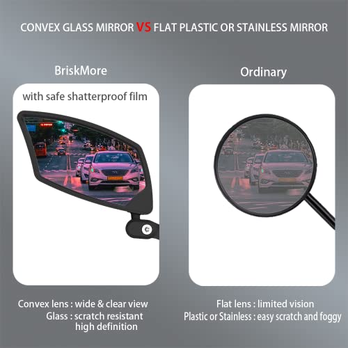 BriskMore Handlebar Bike Mirror, Anti-Glare Blue Convex Glass Lens for Flat Handlebars, Scratch Resistant, Ajustable And Rotatable Safe Rearview Bicycle Mirror Only for Left Side BT-016LB - Image 4