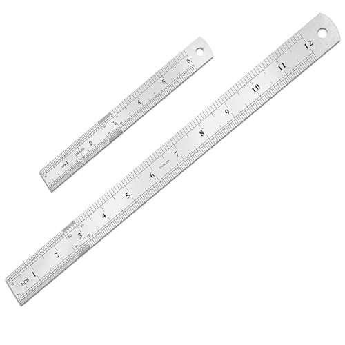 Yipinve 3 Pack Metal Ruler, Double-Sided Scale【6,8,12inch/15,20,30cm】 Steel Ruler Set for Architects, Home,School， Office, and Craft - Image 1
