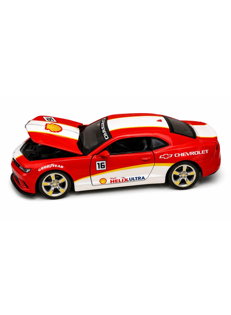 CCA C C A 1:32 Chevrolet Camaro SS Red Diecast Alloy Car Model Toy Car with Light, Sound, Opening Doors & Pull Back Action - Image 1
