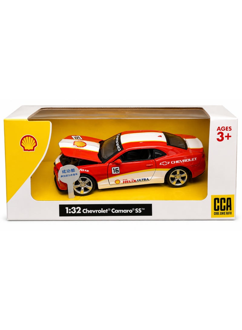 CCA C C A 1:32 Chevrolet Camaro SS Red Diecast Alloy Car Model Toy Car with Light, Sound, Opening Doors & Pull Back Action - Image 2