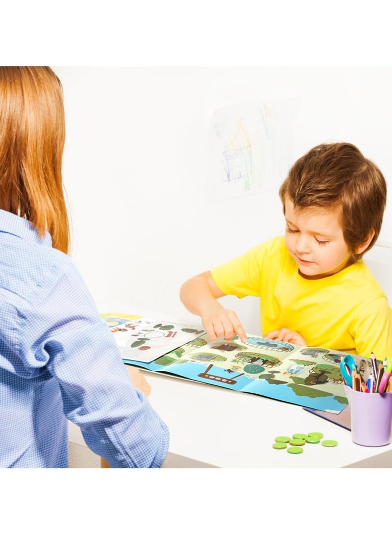 SYOSI كتب ملصقات، 2 قطع كتاب ملصقات قابلة لإعادة الاستخدام ألعاب تعليمية للأطفال من 2 إلى 6 سنوات، كتب ملصقات حديقة الحيوان والديناصورات لألعاب الأطفال التعليمية - Image 5