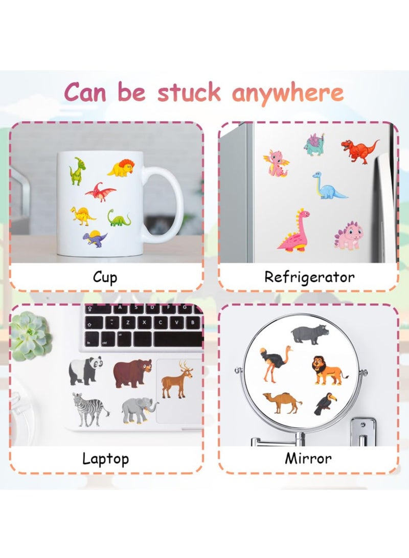 SYOSI كتب ملصقات، 2 قطع كتاب ملصقات قابلة لإعادة الاستخدام ألعاب تعليمية للأطفال من 2 إلى 6 سنوات، كتب ملصقات حديقة الحيوان والديناصورات لألعاب الأطفال التعليمية - Image 3