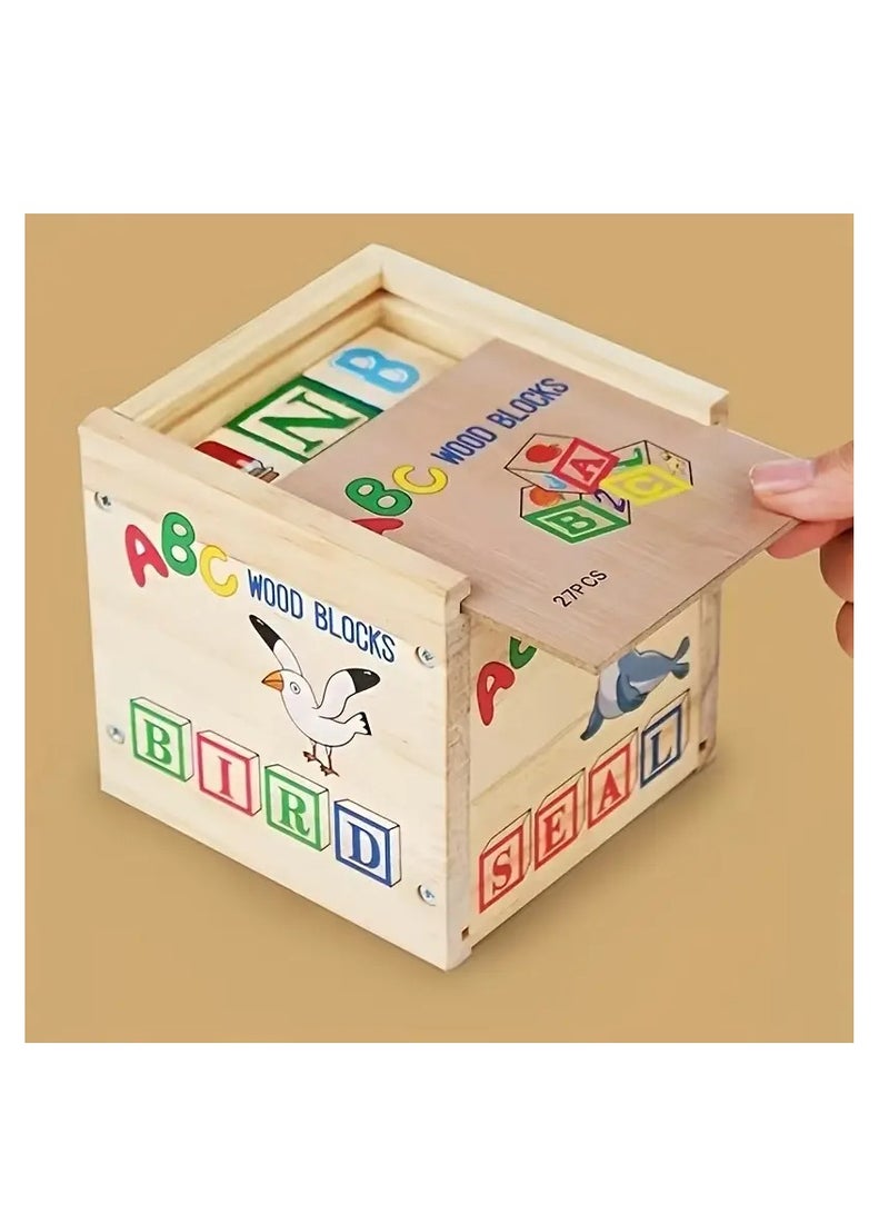 Factory Price 27 Pieces Wooden Alphabet and Numbers Building Block Play Set - Image 5