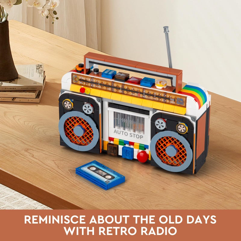 Vziimo Retro Radio Classic Series Building Blocks Set, Collectible Vintage Music Player Display Mini Model Kit, Creative Gift Toys for Adults Teens 14+ (554 Pieces) - Image 5