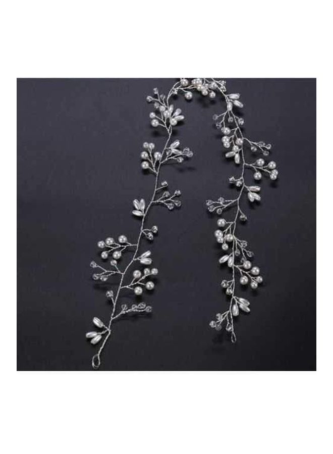 NIBEMINENT Bridal Hair Vine Crystal Wedding Head Piece Silver 0.2X20X1.58inch - Image 4