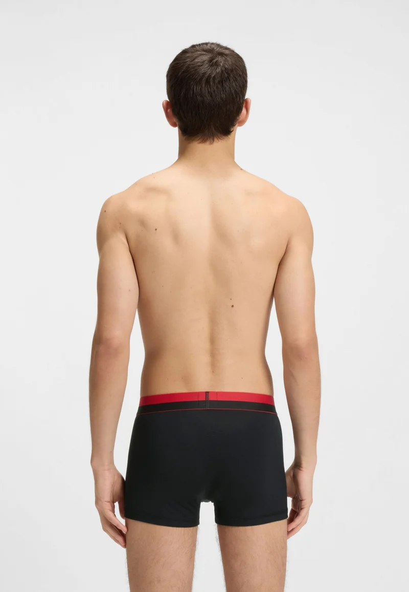 HUGO Three-pack of trunks with split-logo waistband