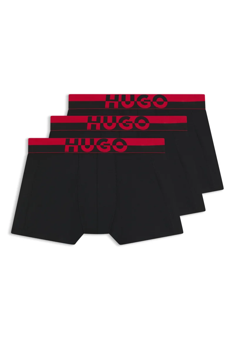 HUGO Black Three-pack of trunks with split-logo waistband for Men | Best Price UAE