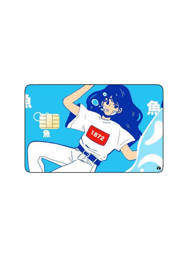 RKN PRINTED BANK CARD STICKER Cute Girl Drawing Under Water - Image 1
