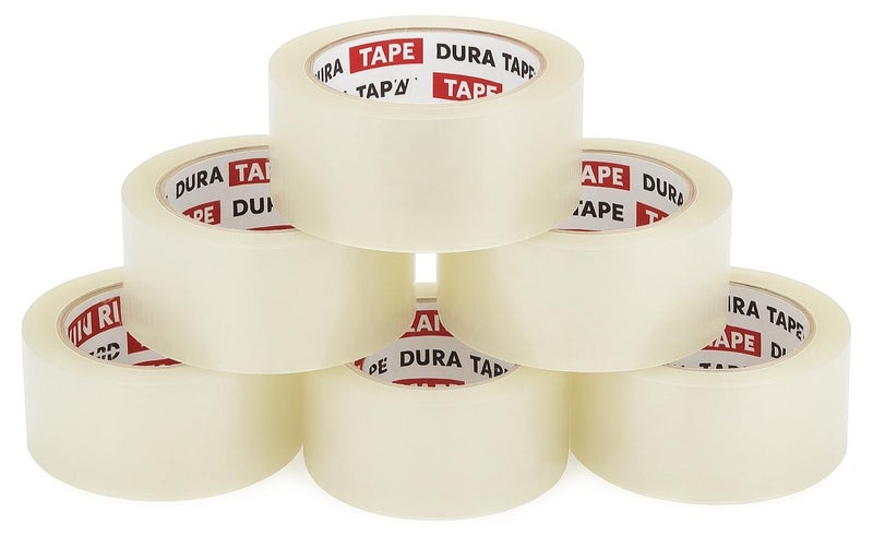 Dura Brand Transparent Clear Packing Tape – 48mm x 50 Yards | Strong Adhesive Heavy-Duty Carton Sealing Tape for Moving, Shipping & Storage - Image 1