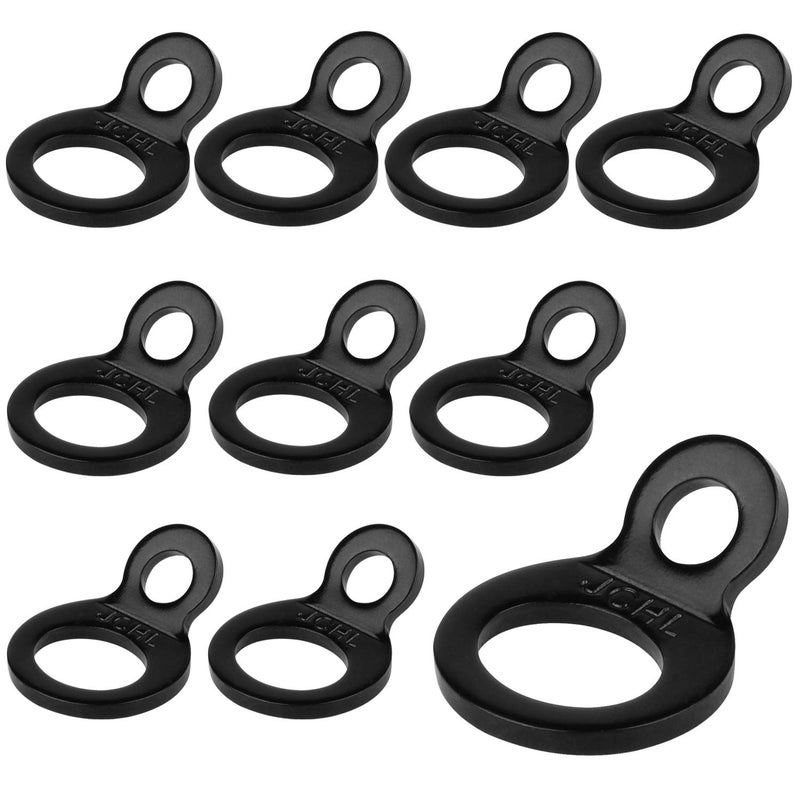 JCHL Tie Down Strap Rings Dirt Bike Stainless Steel Multi-Purpose Tie Down Anchor Strapping Hooks for Mounting in The Garage, Work Shop, Truck, Trailer, Golf Cart, Fence Black (10-Pack) - Image 1