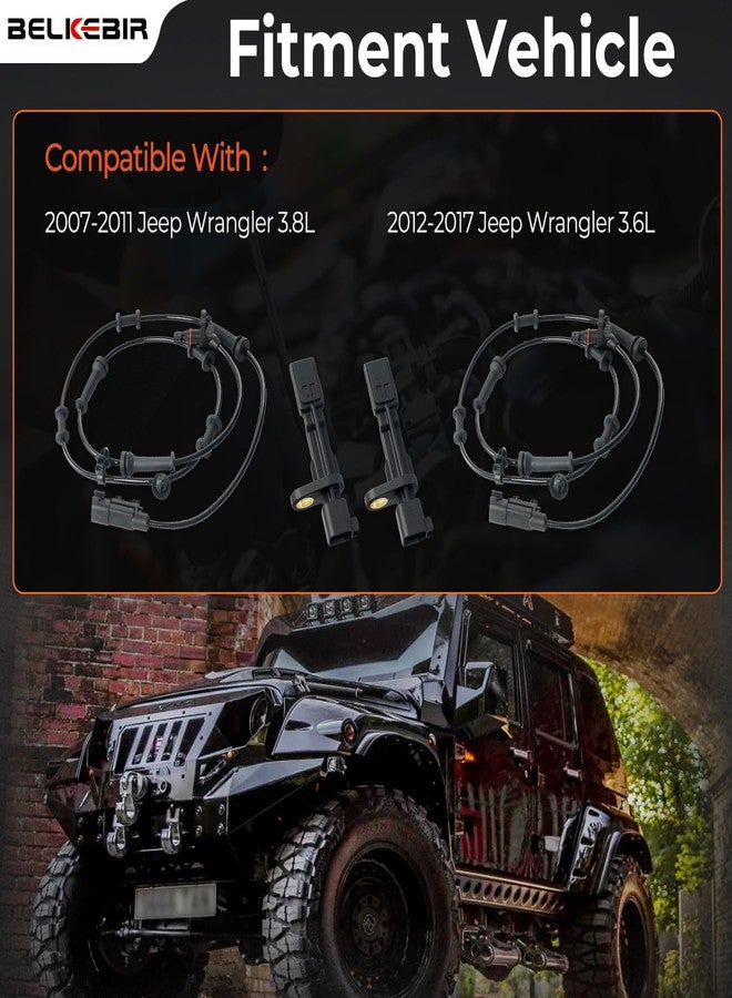 BELKEBIR 4PCS ABS Wheel Speed Sensor Front & Rear, Left & Right Compatible with 2007-2011 Jeep Wrangler 3.8L, 2012-2017 Jeep Wrangler 3.6L Replace 68003281AA, 68003281AB, 52125003AD, 52125003AB, 52125003AC - Image 2
