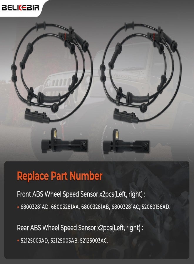 BELKEBIR 4PCS ABS Wheel Speed Sensor Front & Rear, Left & Right Compatible with 2007-2011 Jeep Wrangler 3.8L, 2012-2017 Jeep Wrangler 3.6L Replace 68003281AA, 68003281AB, 52125003AD, 52125003AB, 52125003AC - Image 3