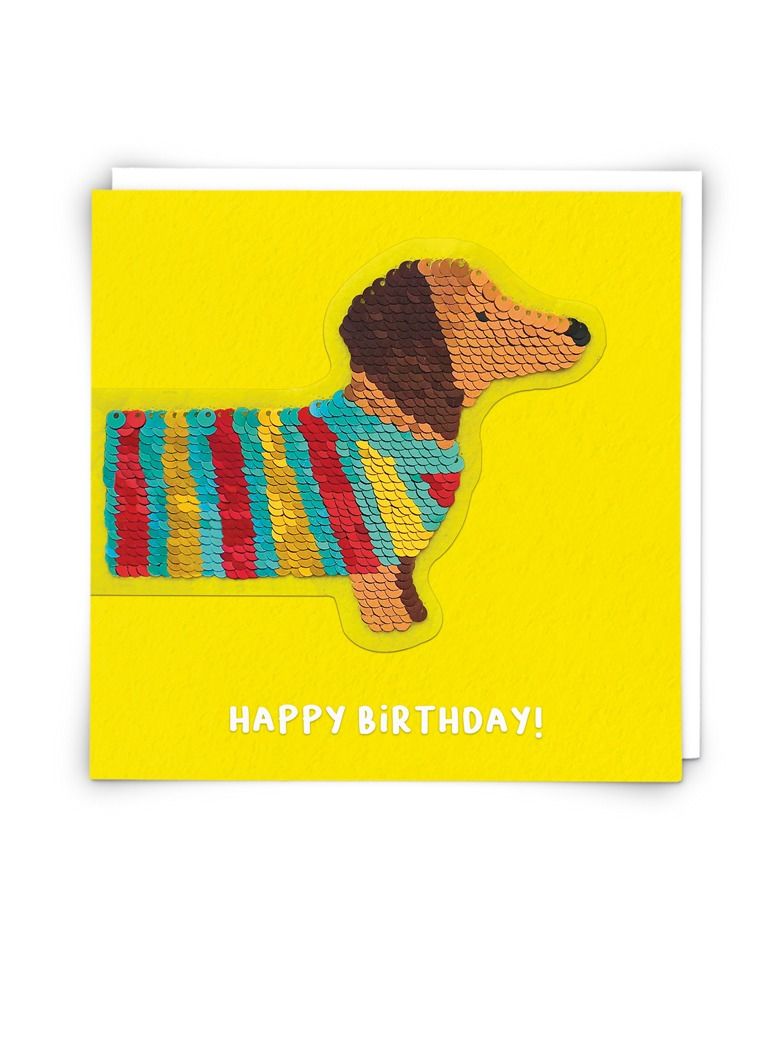 Birthday Card With Removable Sequin Dog Patch