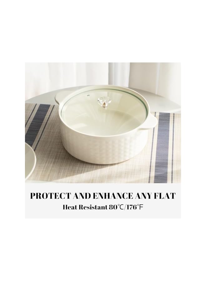 مجموعة من 4 مفارش طاولة من الفينيل/البلاستيك المنسوج للمطبخ، قابلة للاستخدام في الداخل والخارج، قابلة للغسل، مفارش طاولة طعام قابلة للمسح (كاكي أزرق، 4) - Image 4