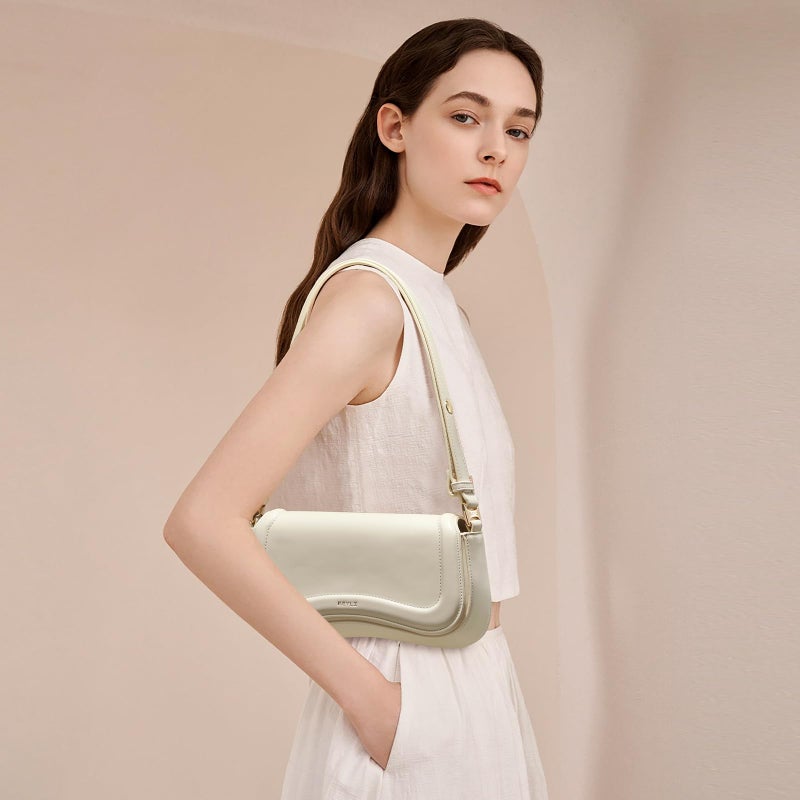 Keyli Shoulder Bag for Women mini Crossbody Purses Retro Classic Handbag Waterproof Vegan Leather Clutch Tote Hobo Purse Designer Bags with Adjustable Strap Beige - Image 3