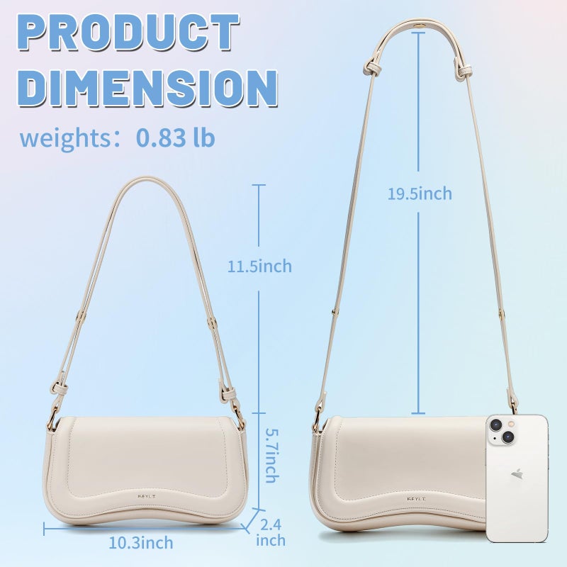 Keyli Shoulder Bag for Women mini Crossbody Purses Retro Classic Handbag Waterproof Vegan Leather Clutch Tote Hobo Purse Designer Bags with Adjustable Strap Beige - Image 4