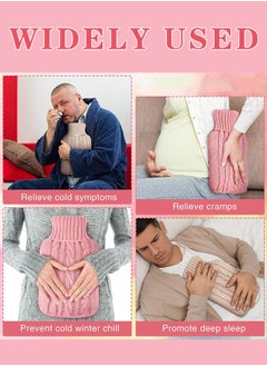 Lemon Hot Water Bottle Cover Soft Cover Only Knitted Hot Water Bottle Sweater for Winter Hot Compress and Cold Therapy, Menstrual Cramps, Neck, Shoulder Pain Relief (Pink)  - Image 2