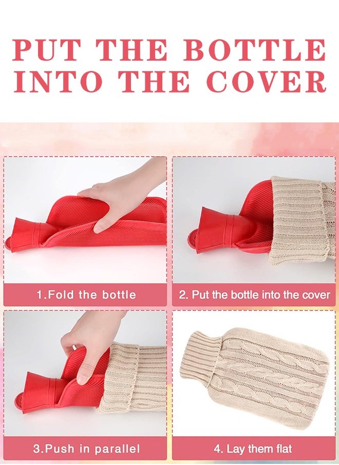 Lemon Hot Water Bottle Cover Soft Cover Only Knitted Hot Water Bottle Sweater for Winter Hot Compress and Cold Therapy, Menstrual Cramps, Neck, Shoulder Pain Relief (Pink)  - Image 3