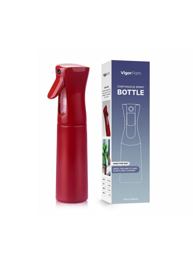 vigor path - Continuous Spray Bottle With Ultra Fine Mist - Versatile Water Sprayer For Hair, Home Cleaning, Salons, Plants, Aromatherapy, And More - Empty Hair Spray Bottle - 300Ml/10.1Oz (Red) - Image 1