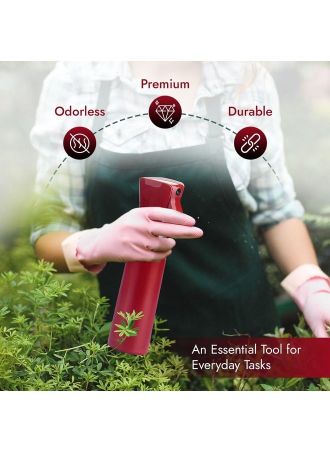 vigor path - Continuous Spray Bottle With Ultra Fine Mist - Versatile Water Sprayer For Hair, Home Cleaning, Salons, Plants, Aromatherapy, And More - Empty Hair Spray Bottle - 300Ml/10.1Oz (Red) - Image 1