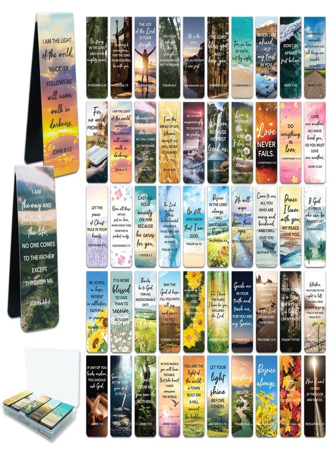 Decorably 50 Pack 0.8x2.3in Bible Religious Magnetic Bookmarks, Unique Motivational Designs Scriptures & Prayers Page Clips for Women & Men - for Faith Study, Devotional, Journaling and Reading, Gift - Image 1