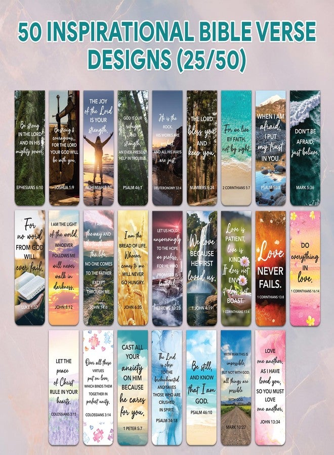 Decorably 50 Pack 0.8x2.3in Bible Religious Magnetic Bookmarks, Unique Motivational Designs Scriptures & Prayers Page Clips for Women & Men - for Faith Study, Devotional, Journaling and Reading, Gift - Image 4
