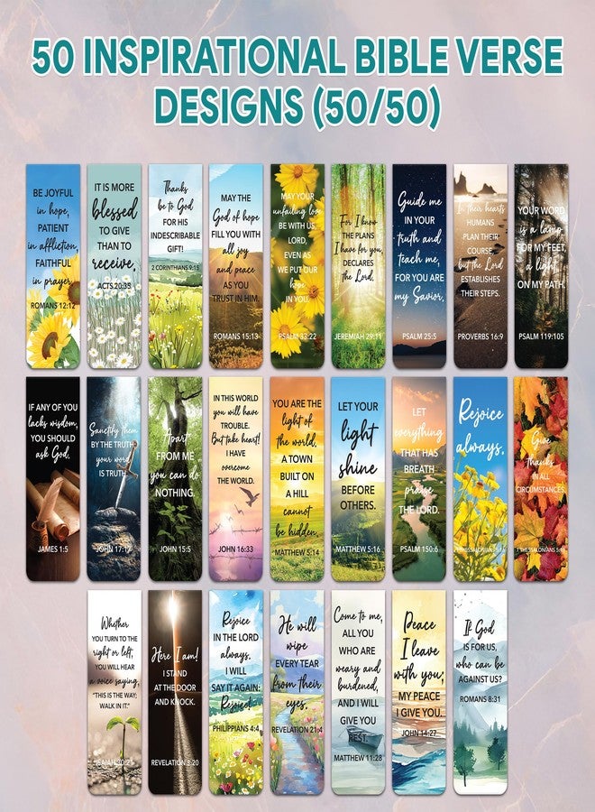 Decorably 50 Pack 0.8x2.3in Bible Religious Magnetic Bookmarks, Unique Motivational Designs Scriptures & Prayers Page Clips for Women & Men - for Faith Study, Devotional, Journaling and Reading, Gift - Image 5