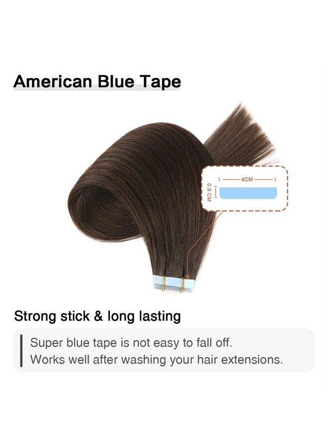 SUYYA Tape in Hair Extensions Human Hair Darkest Brown 26 Inch 60g/pack 20pcs Straight Seamless Skin Weft Tape in Real Human Hair Extensions(26inch #2 Darkest Brown) - Image 2