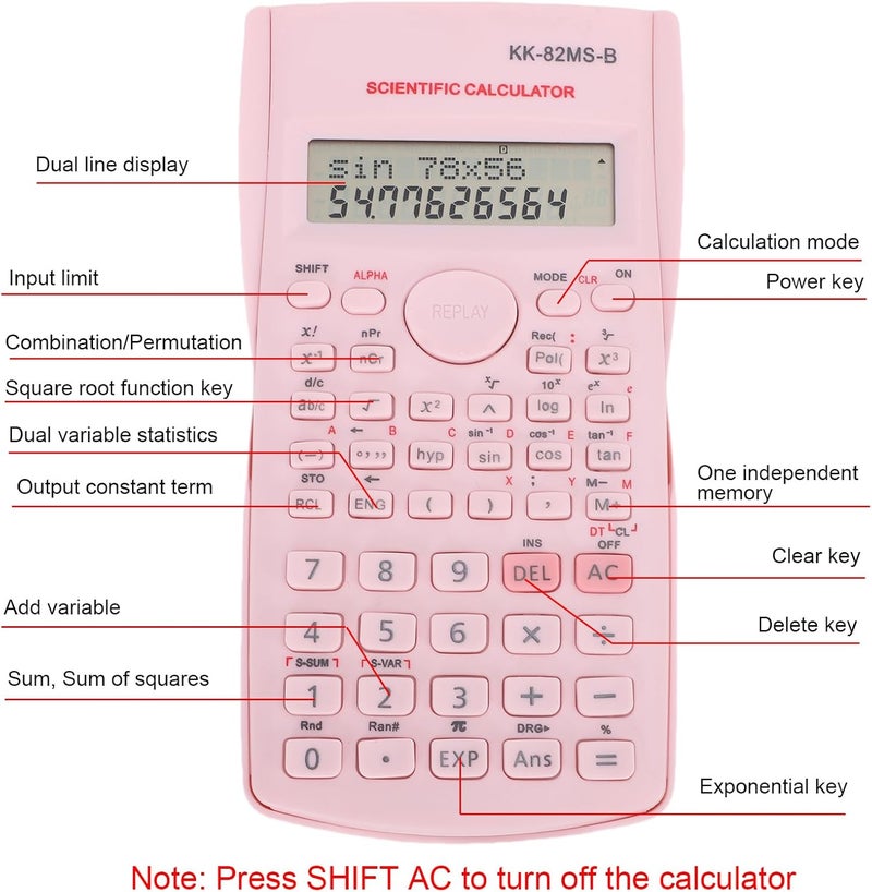 Zopsc Scientific Calculator, 240 Functions, with Dual Line Display, Sliding Cover, for School Study Exam - Image 5