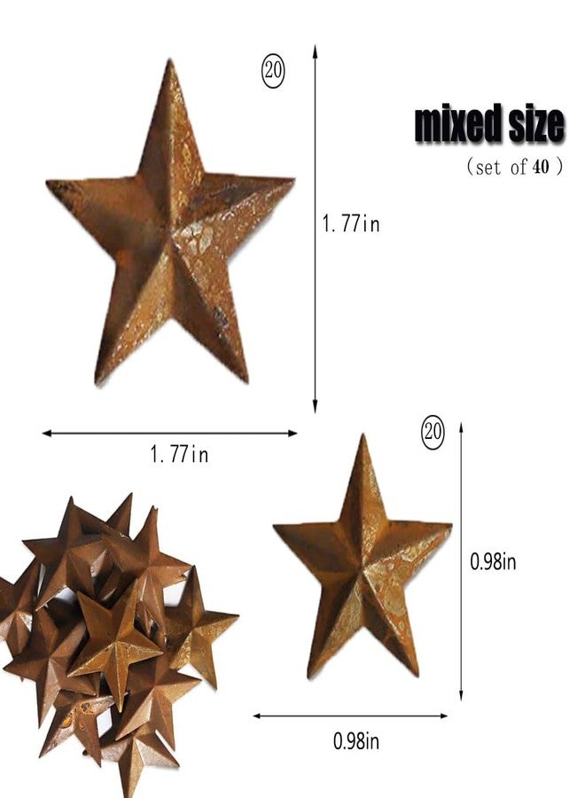 vibnumom Mini Metal Barn Stars 40pcs, Cute Little Rustic Antique Star,Rusty Barn Stars for Halloween Christmas Western Country Farmhouse Garden Home New Year Wall Art Decoration Flags DIY Craft Accent - Image 3
